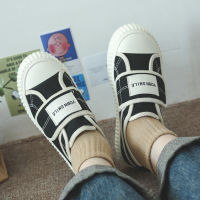 [ส่งเร็วพิเศษ!] รองเท้าผ้าใบแฟชั่นหญิง Velcro ผ้าใบด้านล่างหนารองเท้าบิสกิตลำลองรองเท้านักเรียนย้อนยุครองเท้าสบายและระบายอากาศ