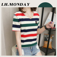 LH.Monday ?ลุคสตรีท?    เสื้อยืดคอเว้าลายทาง สีสุภาพ ใส่ได้ทุกที่ทุกเวลา งานดีแบบนี้สาวๆห้ามพลาด  ?