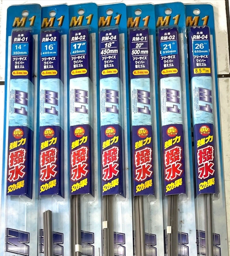 READY BLOCK M1 CAR PURE SILICONE WIPER BLADE REFILL GREY COLOR MADE IN TAIWAN