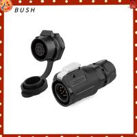 BUSH 9Pin ขั้วต่อกันน้ำ วงจร IP67 พลาสติก M16 ซ็อกเก็ต M16 ปลั๊กตัวเมียตัวเมีย สีดำสีดำ แผงวงกลม ไฟแอลอีดี