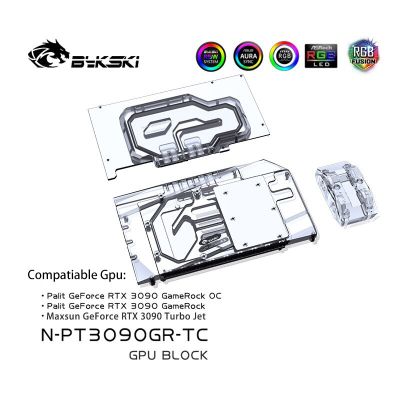 Bykski Gpu Water Block ใช้สำหรับ Palit RTX 3090 GameRock Oc/maxsun 3090 TURBO JET GPU Card/active Backplate/ หม้อน้ำทองแดง