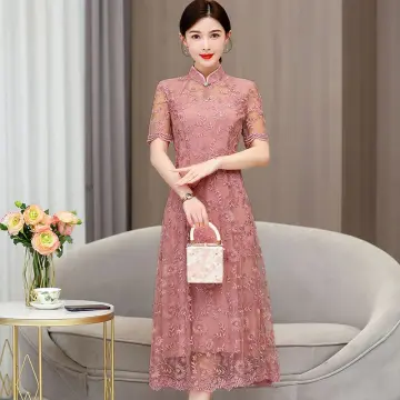 2023 New Cheongsam Dress Mid-length Chinese Wedding Mother of The