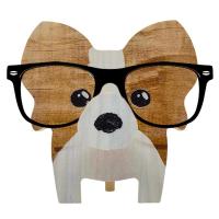 ZZOOI Wooden Puppy Glasses Holder Cute Animal Handmade Carving Eyeglass Holder Useful Decoration For Home Office Desktop