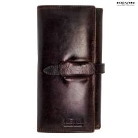 TRUSTY กระเป๋าเงินหนัง กระเป๋าเงินหนังแท้ 100% Cowhide Genuine Cow Leather Long Wallet - KEVIN - สีกาแฟ 2102