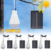 1-10PCS LED Solar Lamp Bulb Waterproof Outdoor 5V 15W USB Rechargable Hanging Emergency Sunlight Portable Led Bulb Lights Power Points  Switches Saver