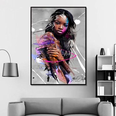 Tattoo Woman Canvas Painting Abstract Graffiti Art Posters Prints Quadros Wall Art Picture for Living Room Decoration Cuadros