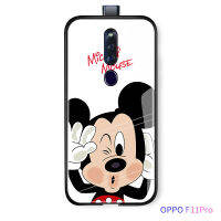 Jinsouwe เคสมือถือเคสโทรศัพท์เคส OPPO F11 Pro โทรศัพท์กรณีหรูหราการ์ตูนดิสนีย์มิกกี้มินนี่เมาส์โดนัลด์เดซี่เป็ดอากาศจูบน่ารักสาวกรณีเคลือบเงากระจกปกหลังปลอก