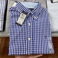 ซื้อ Tommy Tommy Hilfiger เสื้อผ้าฝ้าย Oxford แขนยาวเสื้อเชิ้ตมีลายแท้ซื้อเสื้อผ้าผู้ชาย