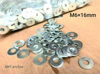 แหวนอีแปะ M6 ขนาด M6x16mm เหล็กชุบซิงค์ขาว รองกับน็อตเบอร์ 10 สินค้าใหม่ แบ่งขายเป็นแพ็ค แข็งแรงได้มาตรฐาน