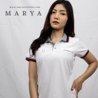 MARYA MAY เสื้อ เสื้อโปโลหญิงสีขาว เนื้อผ้าทอพิเศษ ผลิตจากผ้า TK MICRO ผ้านิ่มใส่สบาย ไม่ร้อน ไม่ยืด ไม่ย้วย ใส่ทรงสวย