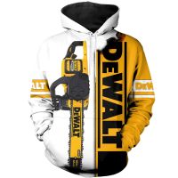 Beautiful DeWalt เสื้อกันหนาวลําลอง พิมพ์ลายเลื่อยโซ่ 3D แฟชั่นสําหรับผู้ชาย และผู้หญิง