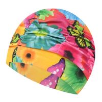 Star Printed Women Swimming Cap Swim Pool Beach Protect Ears Hair Fabric Bathing Hat For Girls Long Hair Lady Swim Cap Swim CapsTH