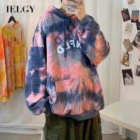 IELGY เสื้อฮู้ดย้อมสีผูกสำหรับผู้ชาย,สไตล์อเมริกัน