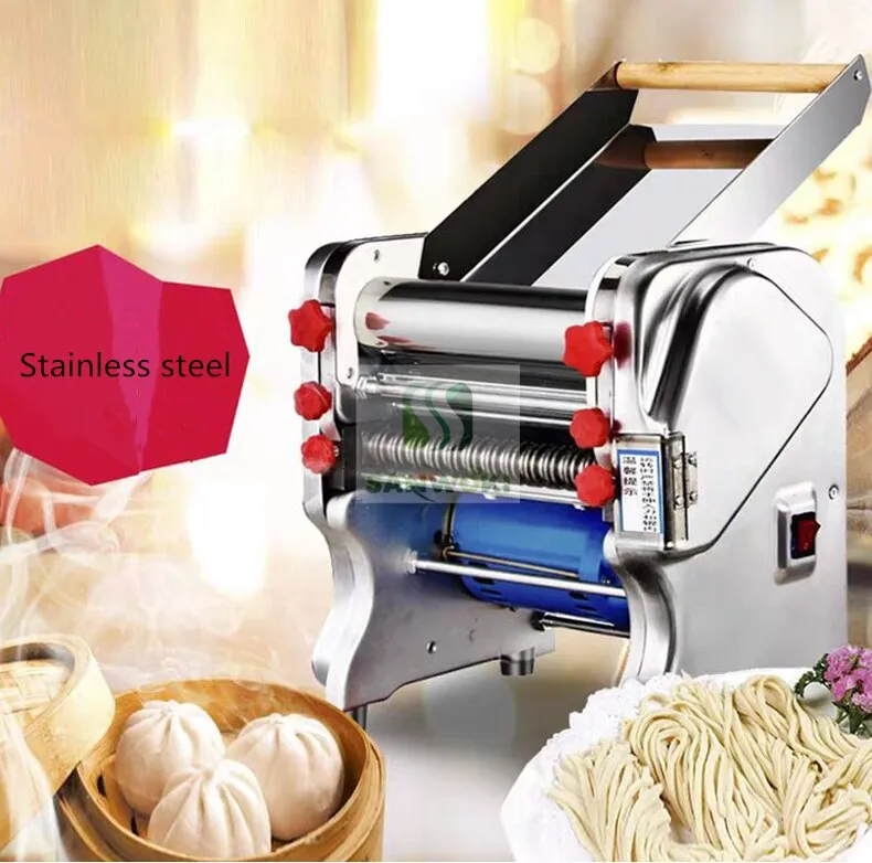 550W 110V Stainless Steel Automatic Electric Noodle Making Pasta Maker Dough Roller Noodle Cutting Machine Dumpling Skin Maker (Knife Length 240mm