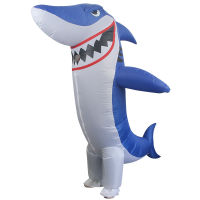 สินค้าใหม่ข้ามพรมแดนชุดตุ๊กตาฮาโลวีนสีฟ้าปลาฉลามพองชุดการแสดงเครื่องแต่งกายเครื่องแต่งกายเดินชุดฉลาม