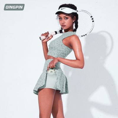 【Brand New】2022 New Leopard Print Tennis Skirt Set Running Sports Skirt Half-length Sports Skirt Badminton Skirt Skort Women Tennis Dress