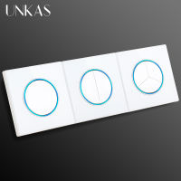 UNKAS 1 2 3 4 Gang 1 2 Way Onoff Wall Light Switch รูรับแสงขนาดใหญ่ LED Backlight สีขาวแผงกระจกนิรภัย Outlet