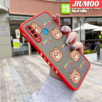 เคส JIUMOO สำหรับ Huawei Nova4 Nova 4E P30 Lite เคสแฟชั่นหมีสุขสันต์วันหมีมีน้ำค้างแข็งโปร่งใสแข็งขอบสี่เหลี่ยมรูปแบบกล้องปลอกซิลิโคนกันกระแทกเคสนิ่ม