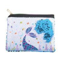 ☂☃ New sequined mermaid unicorn halloween pumpkin turn over clutch bag cosmetic bag girl travel fashion storage bag