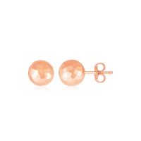 ต่างหูทองคำแท้ 14k สีโรสโกล รูปทรงลูกบอล 14k Rose Gold Ball Earrings with Faceted Texture (พรีออเดอร์ pre-order ทัก chat ก่อนสั่ง)