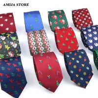 Christmas Ties For Men Red Green Blue Printed Festival Theme Party Gift Xmas Tree Santa Snowflake Slim Necktie For Man Accessori Hair Accessories