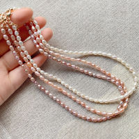 4mm Small Mini Rice Pearl Collar Vintage AA Elegant Natural Freshwater Pearl Choker Necklace Shiny White Pearl Jewelry for Women