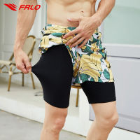 FRLO กางเกงกีฬาสั้นชาย กางเกงวิ่ง 2in1 กางเกงว่ายน้ำชาย พร้อมกับกระเป๋าซิปขนาดใหญ่ 2ใบ ผ้าแห้งเร็วระบายอากาศได้ รุ่น QM21006