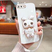 VWTEROKAI เคสมือจับสำหรับโทรศัพท์มือถือตั้งลายกระต่ายการ์ตูน3D น่ารักสำหรับ Apple Iphone 6S บวก Iphone 7 8 Plus Iphone XS MAX XR ฝาครอบหลังซิลิโคนชุบทอง + สายคล้อง