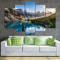 5 Buah ผ้าแคนวาสสมัยใหม่ Moraine Lake dan Lukisan Gunung Dseni Gambar untuk Decorationgiclee Karya Seni untuk Dinding