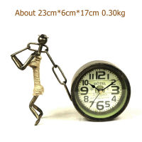 Abstract Hercules Figure Desk Clock Decorative Wrought Iron Art Body Builder Table Clock Room Ornament Handicraft Accessories