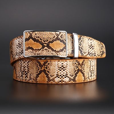 Automatic belt buckle male snakeskin grain belt buckle leather belt for men leather belt business belt