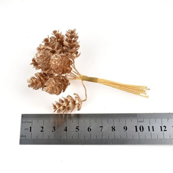cw-10pcsdecoration-accessories-goldpine-cone-leafhandmade-giftdecoration-artificial-flower