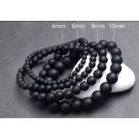 Natural Matte Onyx  Bead Bracelet, Genuine Round Beaded Healing Crystal Bracelet Men Women Stretchy Bracelet