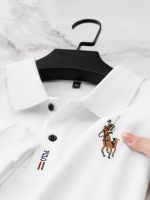 Autumn high-end polo shirt mens lapel long-sleeved T-shirt pony logo embroidered mercerized cotton middle-aged dad wear business 【SSY】