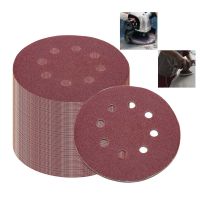 Round Sandpaper Eight Hole Disk Sand Sheets 50Pcs 5 Inch 125Mm ​Grit 40/60/80/120/240 Hook And Loop Sanding Disc Polish