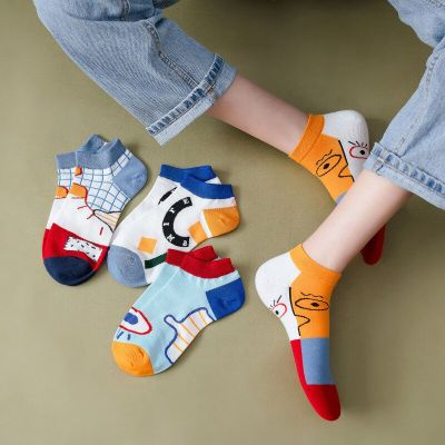 Summer Women Cotton Socks Cartoons Fashion Korean Ins Ladies Ankle Socks