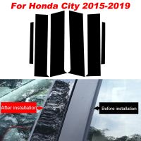 สติ๊กเกอร์ติดกระจกรถยนต์สีดํา 6 ชิ้นสําหรับ honda city 2008-201