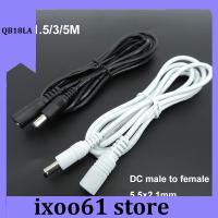 ixoo61 store 1/1.5/5m white black DC Power supply Male to female connector Cable Extension Cord Adapter Plug 20awg 22awg 5.5x2.1mm for strip