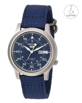 นาฬิกา ไซโก้ ผู้ชาย Seiko 5 รุ่ย SNK807K2 Automatic 21 Automatic Mens Watch สายผ้าสี Navy Blue Jewels Blue Military Nylon Strap เเท้ 100% CafeNalika