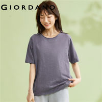 GIORDANO Women T-Shirts Rolled Trim Crewneck 100% Slub Cotton Tee Raglan Sleeve Summer Loose Fashion Casual Tshirts 05323409 hnv