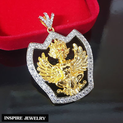 Inspire Jewelry ,จี้พญาครุฑ องค์ทอง (ประดับเพชรCZ นำโชค เสริมดวง) งานจิวเวลลี่ ตัวเรือนหุ้มทองแท้ 24K สวยหรู สง่างาม