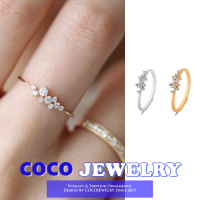 COCOJEWELRY 18K-Gold แหวนเพทายคริสตัลเรียบง่ายเกาหลีสำหรับผู้หญิงประณีตแหวนนิ้วชี้ของขวัญหมั้น