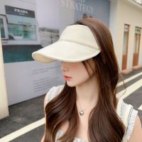 Summer New Empty Top Hat Headband All-Match Empty Top Fresh Outdoor Uv Protection Sunscreen Pleated Solid Color Sunshade Hat