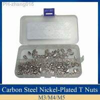 90pcs/set M3 M4 M5 T Nuts Assortment Kit Carbon Steel Nickel-Plated Half Round Roll for Aluminum Profile Accessories