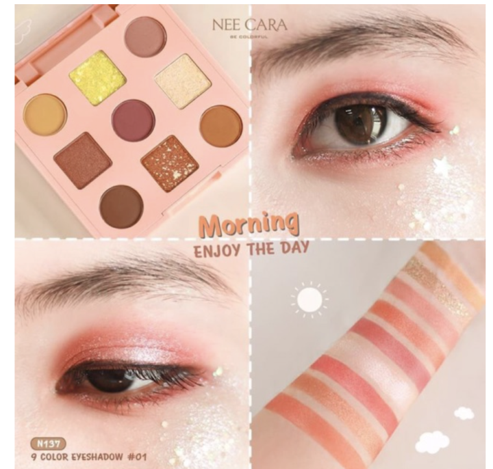 nee-cara-n137-9-color-eyeshadow-น่ารักมีครบ-เนื้อแมท-ชิมเมอร์-เจลกลิตเตอร์-ครบจบในตลับเดียว-ของแท้-พร้อมส่ง