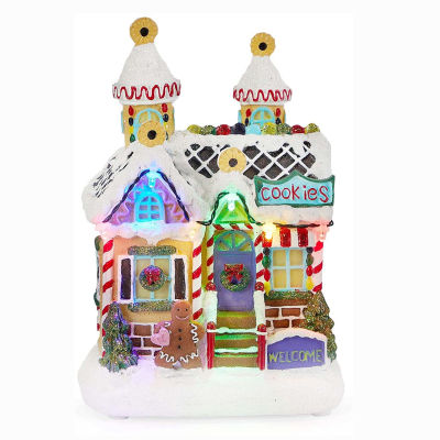Christmas Candy Gingerbread House Decor Xmas Village Houses Building with LED Light up Decorative Tabletop Fireplace Decoration