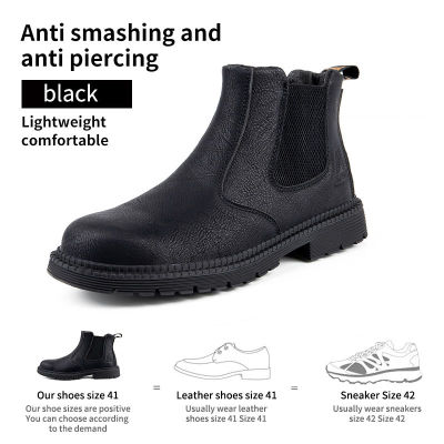 ใหม่รองเท้าเซฟตี้กันน้ำลื่นรองเท้าสำหรับทำงานทำลายผู้ชายรองเท้าหัวเหล็กความปลอดภัยรองเท้า