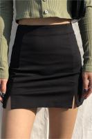 Holiday Discounts Skirts Women Black Split Office Ladies   High Waist Elegant Slim Mini Skirt Student Trendy Simple