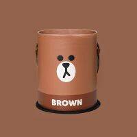 Line Friends Brown Car Garbage Can Cartoon Multifunctional Storage Box Waterproof Leather for Mobile Phone Camera Small Items