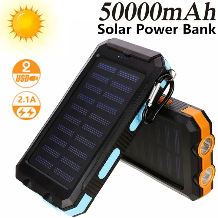 Mobile Solar Power Bank50000 mah PowerBank Mobile Portable 2 USB Micro ...